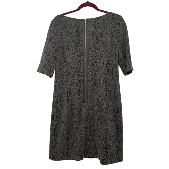 Adrianna Papell Charcoal Crochet Lace Overlay Knee Length Shift Dress Women’s 12 - Picture 4 of 8